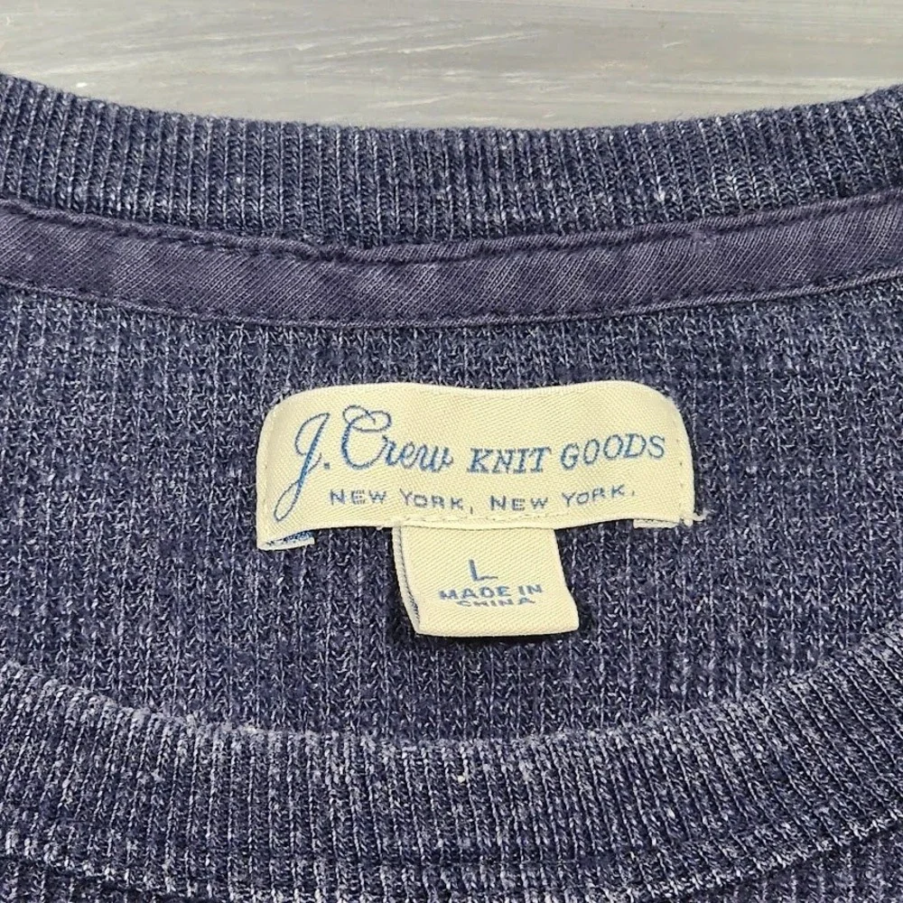 J.‎ Crew Knit Goods Mens Blue Waffle Knit Long Sleeve Crewneck Shirt Large